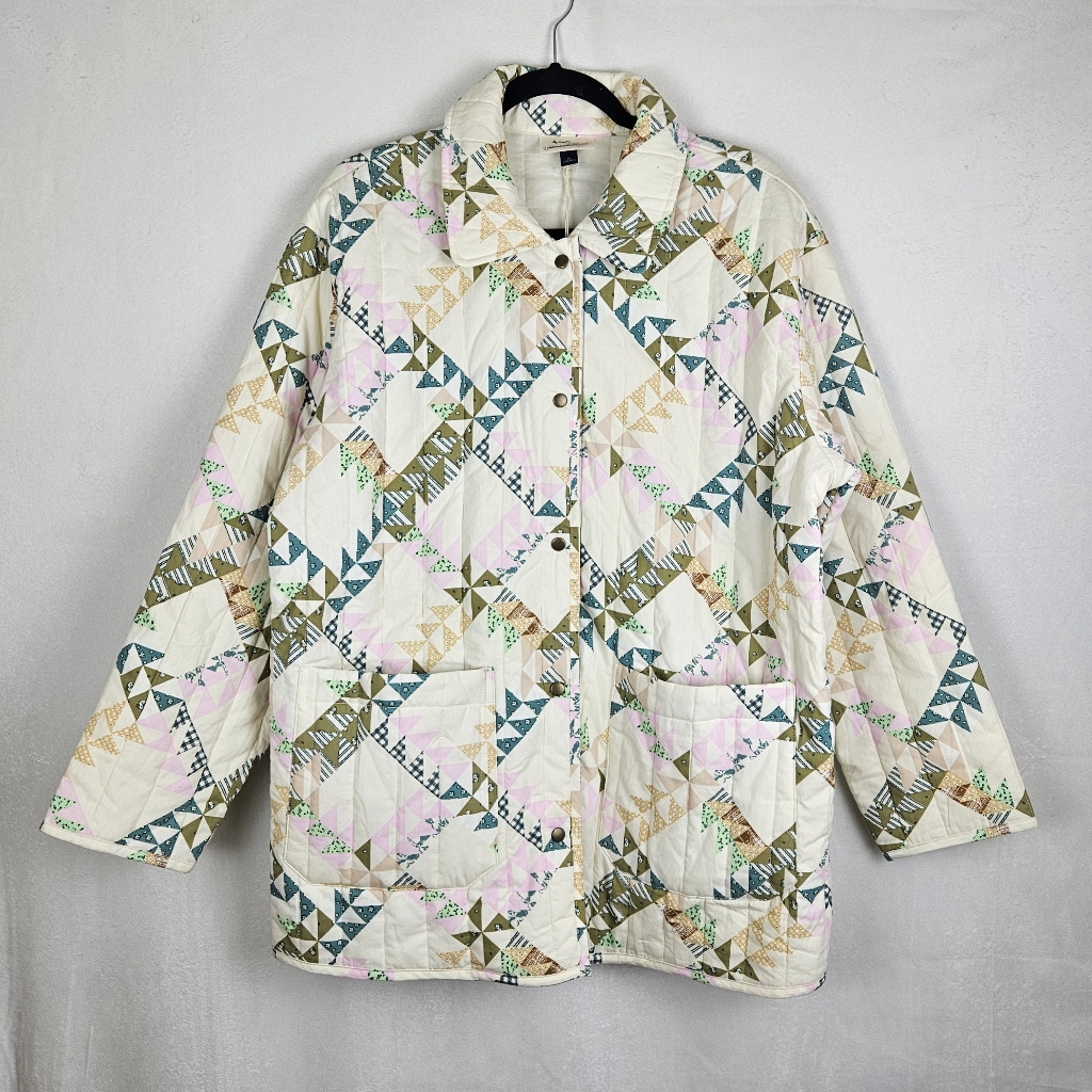 Universal Thread Quilted Patchwork Button Front Jacket Size Xl